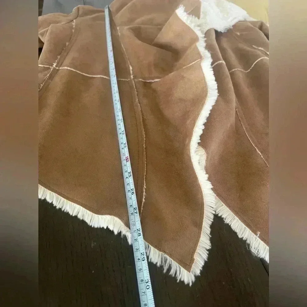 B Hip by Me Jane faux suede shearling waterfall jacket Sz M - Picture 8 of 10